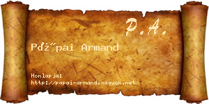 Pápai Armand névjegykártya